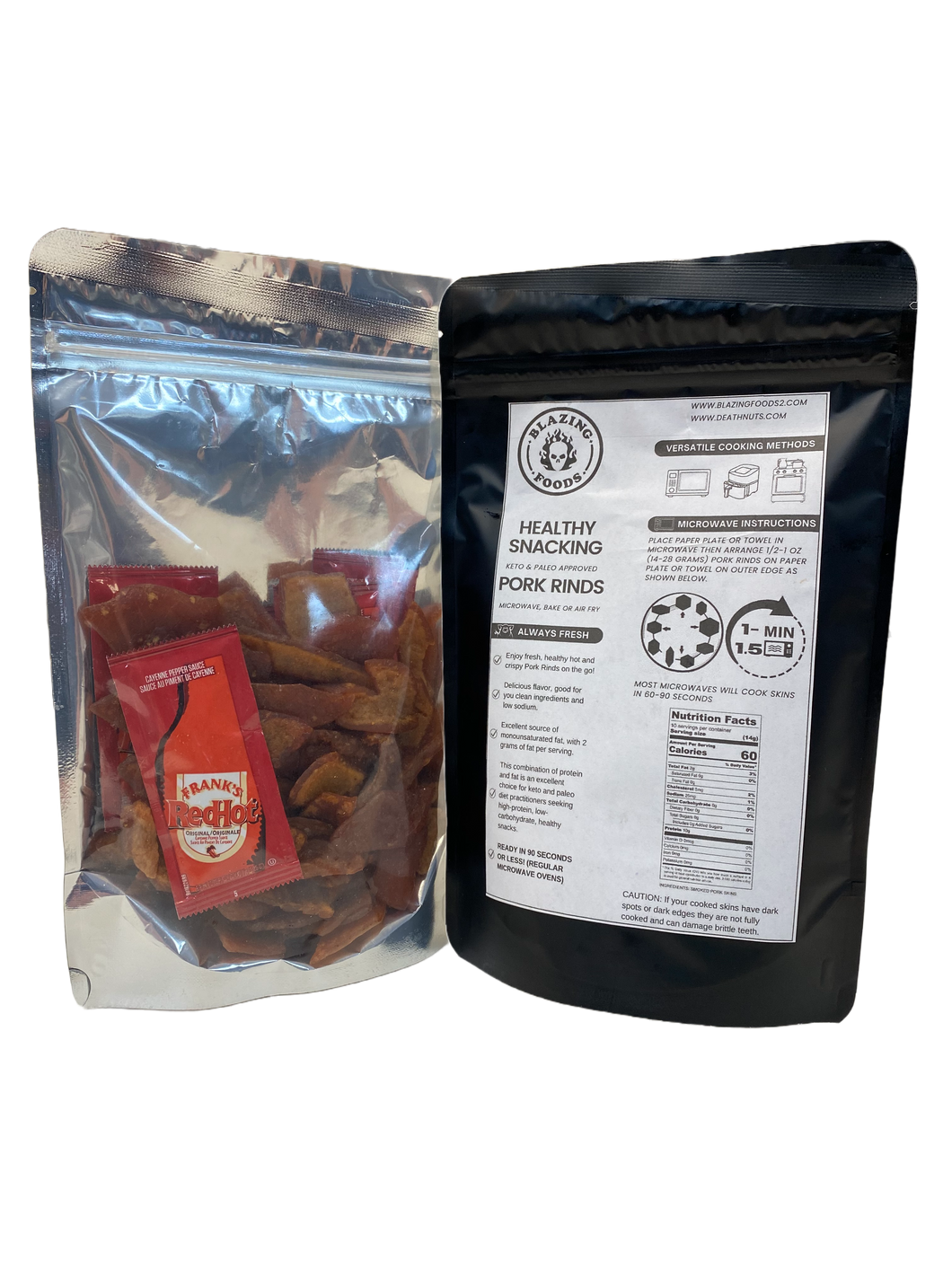 PORK RINDS - 10 servings - healthy snacking cooks in microwave, oven or air fryer